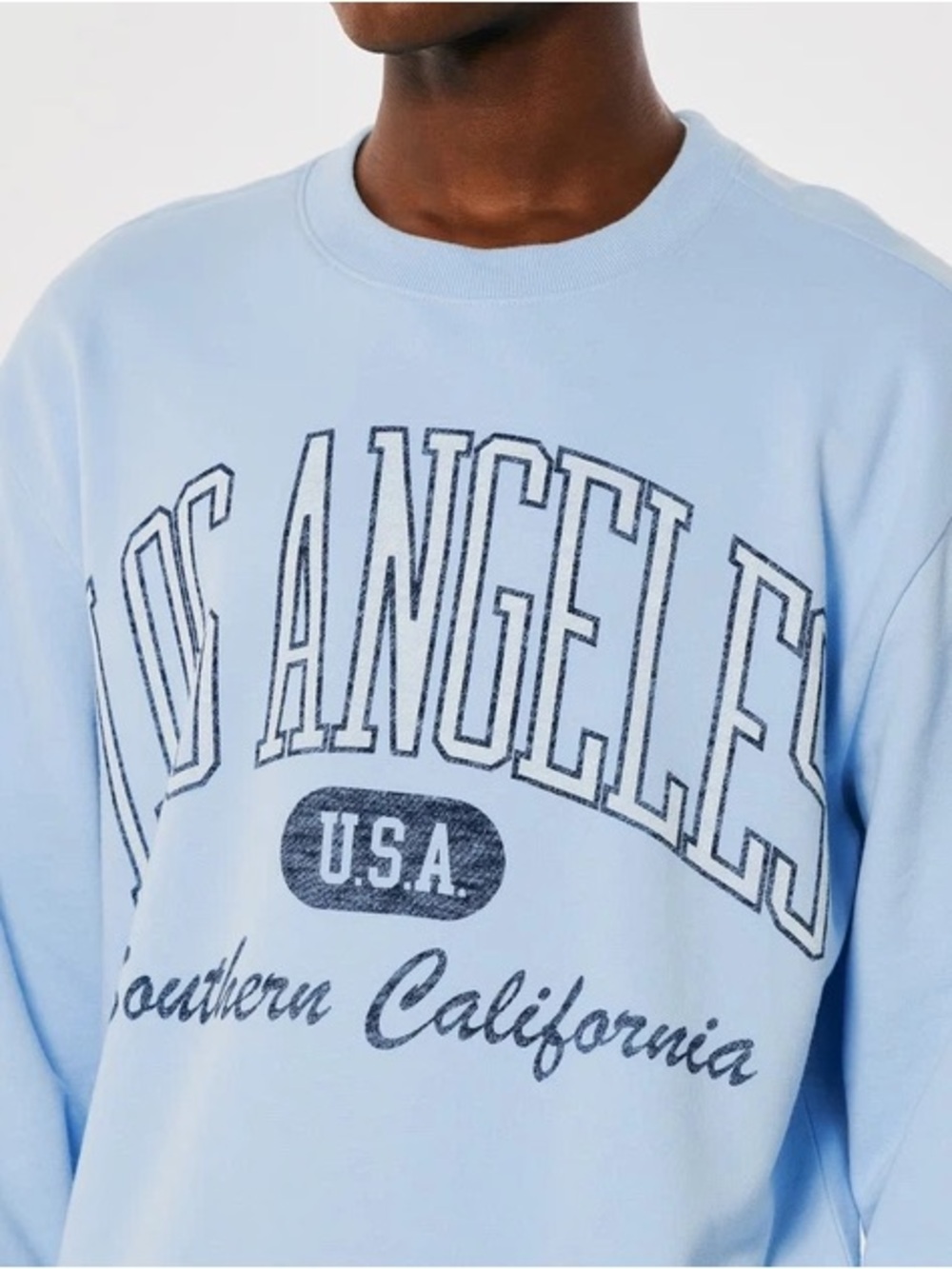 Hollister Light Blue Los Angeles Graphic Crewneck Sweatshirt